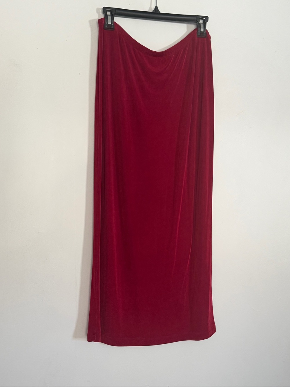 Vintage Chico’s Travelers deep Red Maxi Skirt Size 2 L Made USA Slinky Stretch